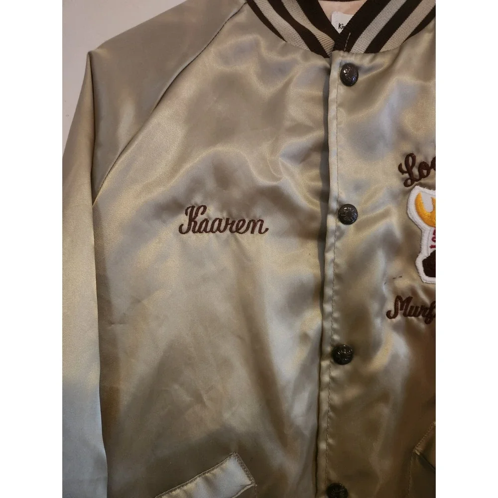 Vintage Satin Bomber Jacket Gold Lodge #645 King Louie Size Medium 40/42‎
